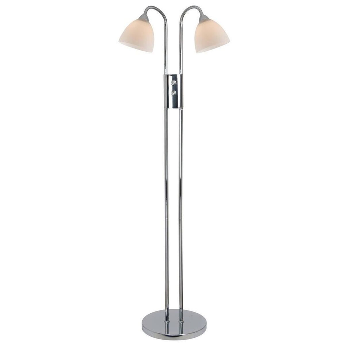 Nordlux Ray dobbelt gulvlampe, dæmpbar, E14, Chrom