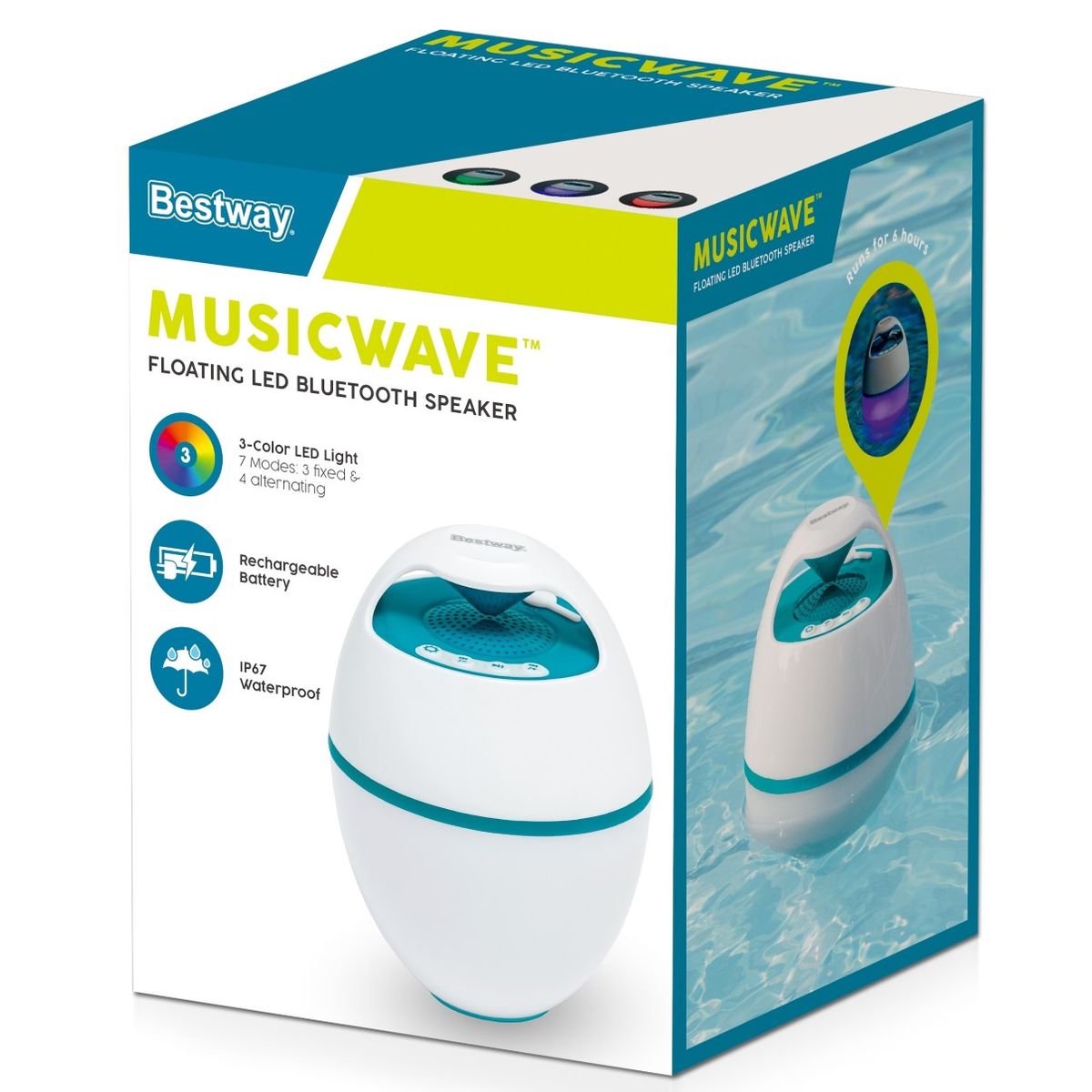 MusicWave Flydende LED Bluetooth-Højtaler til Pool