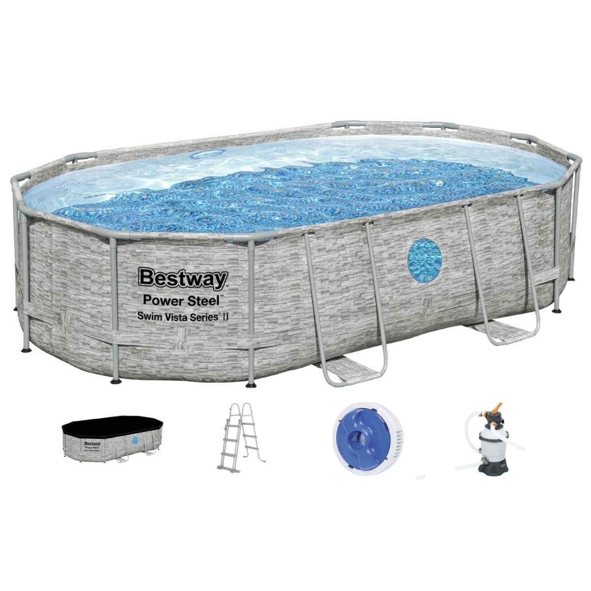 Bestway Power Steel Swim Vista II 488 x 305 x 107 cm pool m/sandfilter