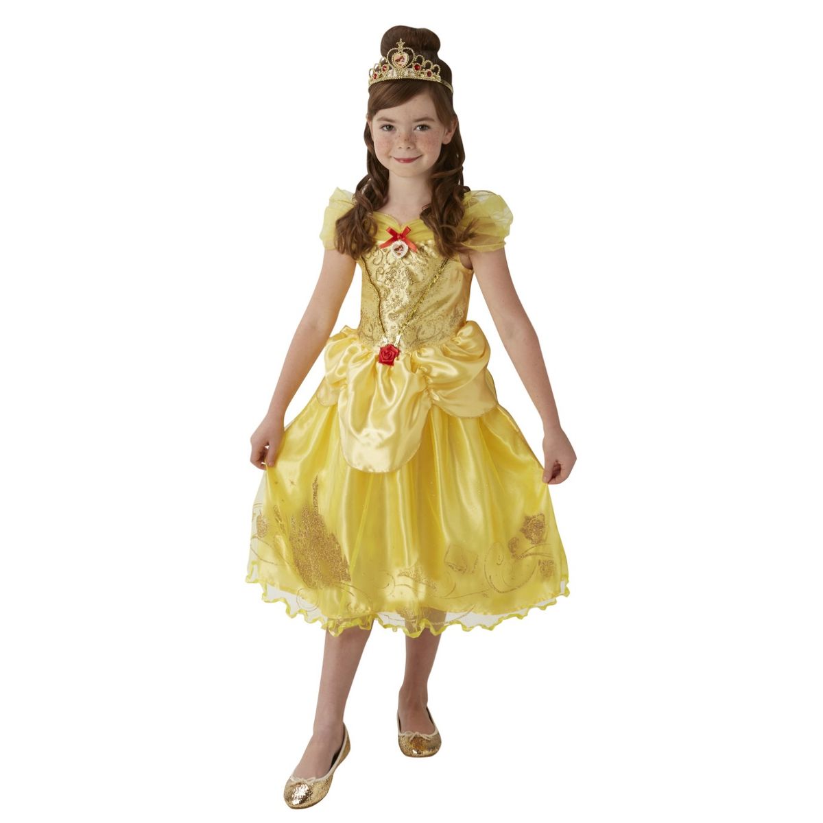 Disney Prinsesse Belle Deluxe Kjole Udklædningstøj (3-9 år)(Str. 116/M)