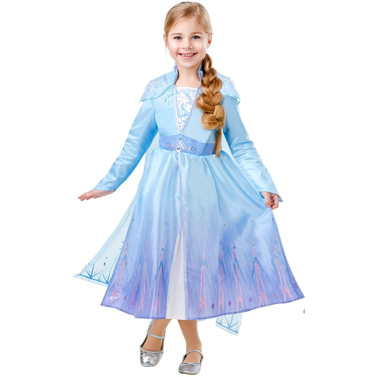 Disney Frost 2 ELSA Deluxe Kjole Udklædningstøj (3-9 år)(Str. 104/S)