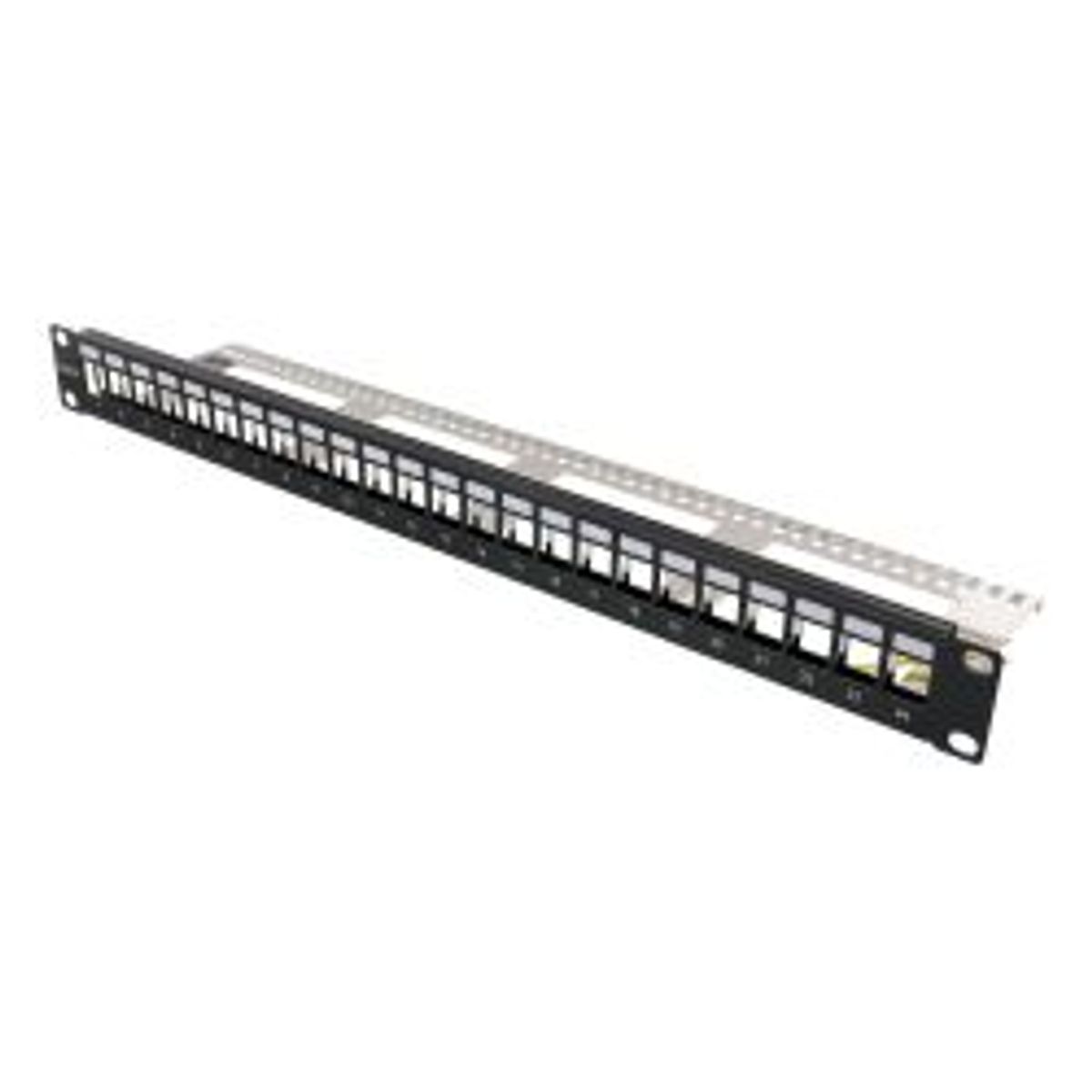 Deltaco 19 Keystone Patch Panel, 24 Ports, 1u, Ground Cable, Metal