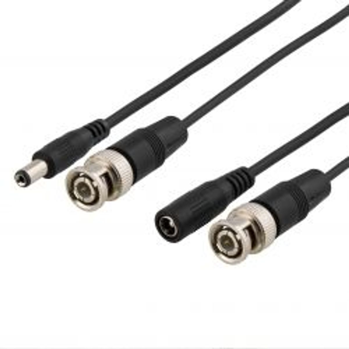 Deltaco Coaxial Cable W/ Bnc And Power, Bnc M - M, 2.1mm, 3m, Black