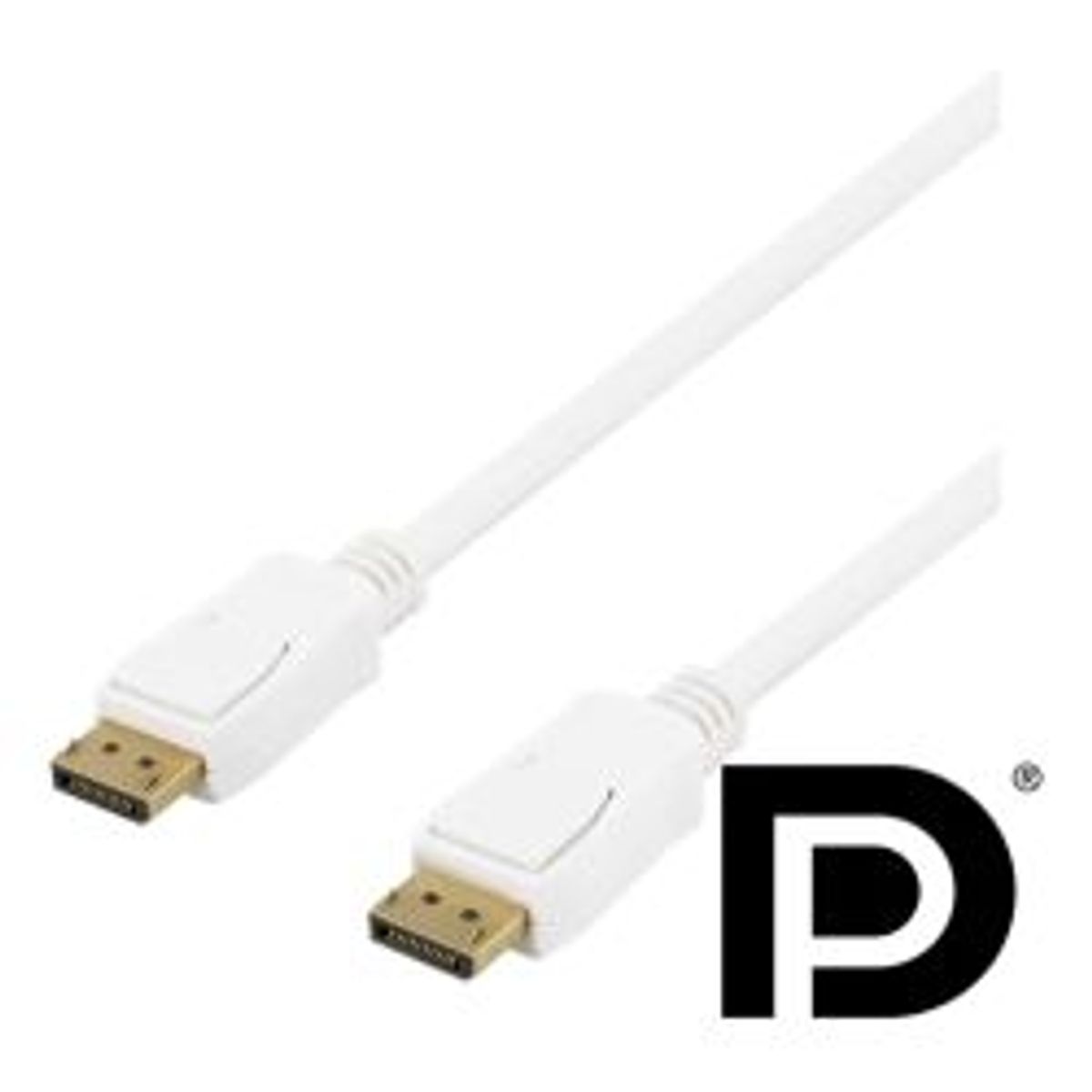 Deltaco Displayport Cable, 2m, 4k Uhd, Dp 1.2, White - Ledning