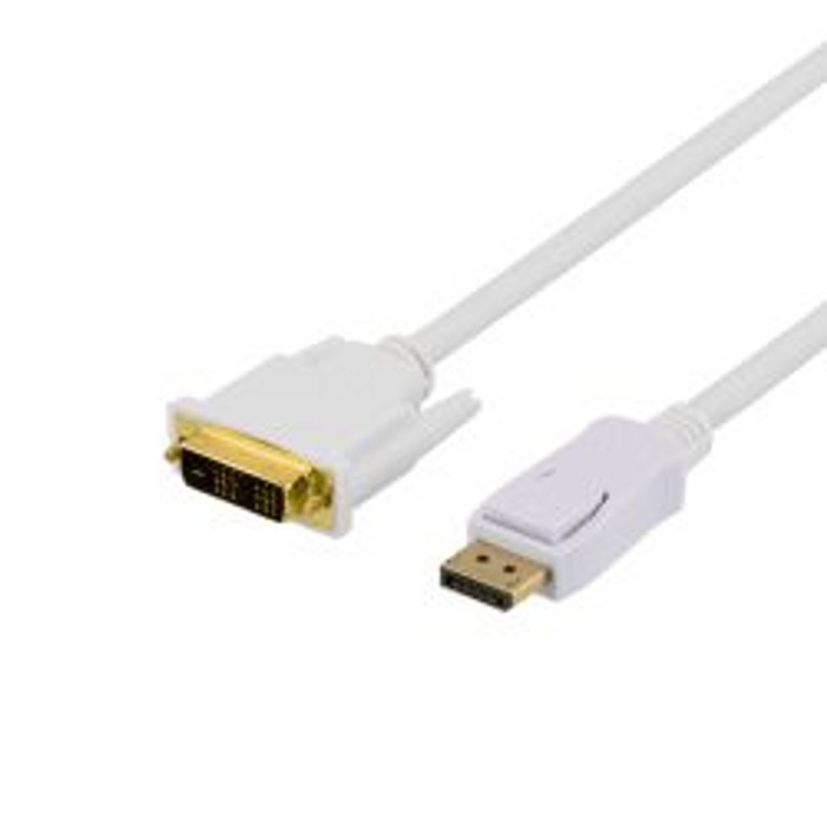 Deltaco Displayport To Dvi Cable, 20-pin Male, Male, 2m, White