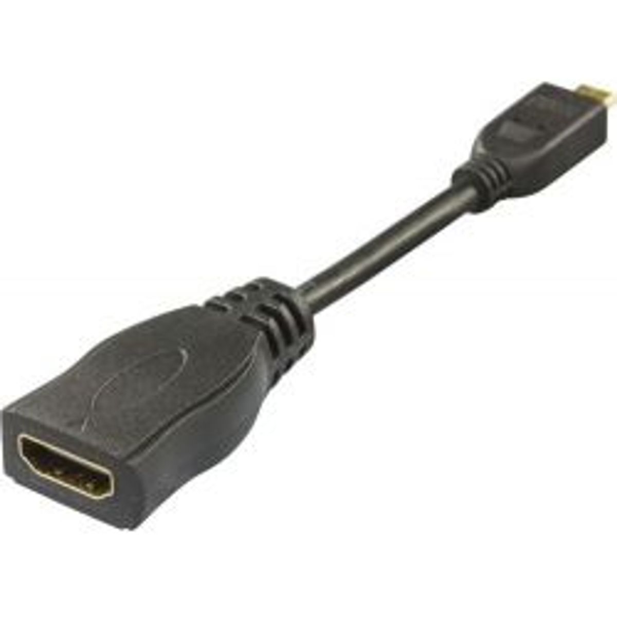 Deltaco HDMI-adapter, micro HDMI 19-pin han til HDMI 19-pin hun, 0,1m, sort