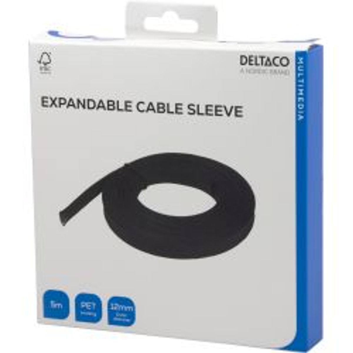 Deltaco Nylon Net Cable Tube Od12 Mm, 5 M, Black