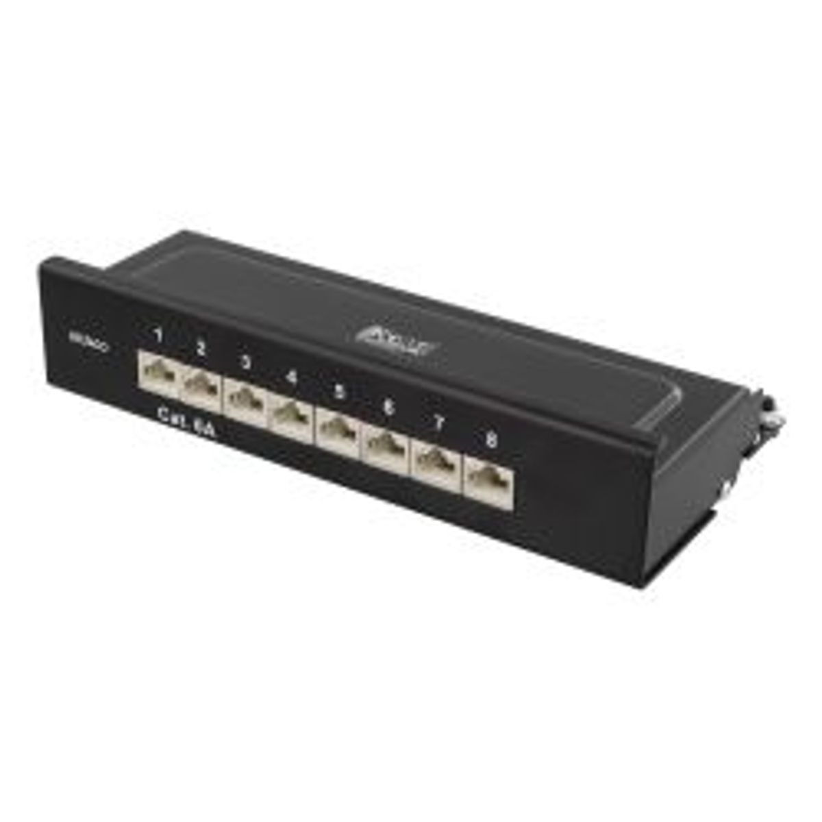 Deltaco Patch Panel, 8xrj45, Cat6a, Wall-mountable, Metal, Black