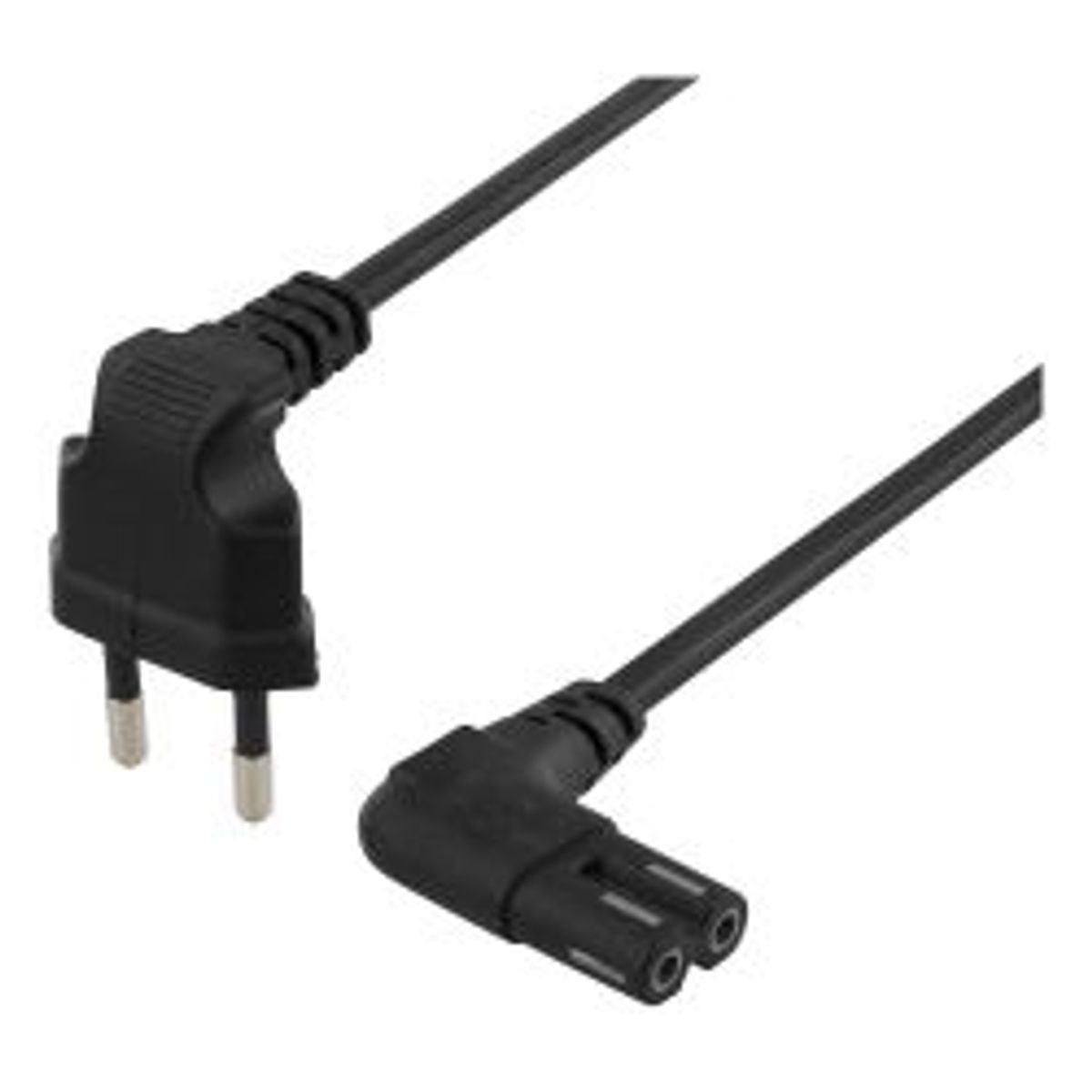 Deltaco Unearthed Device Cable 0.5m Angled Cee 7/16 Iec 60320 Black