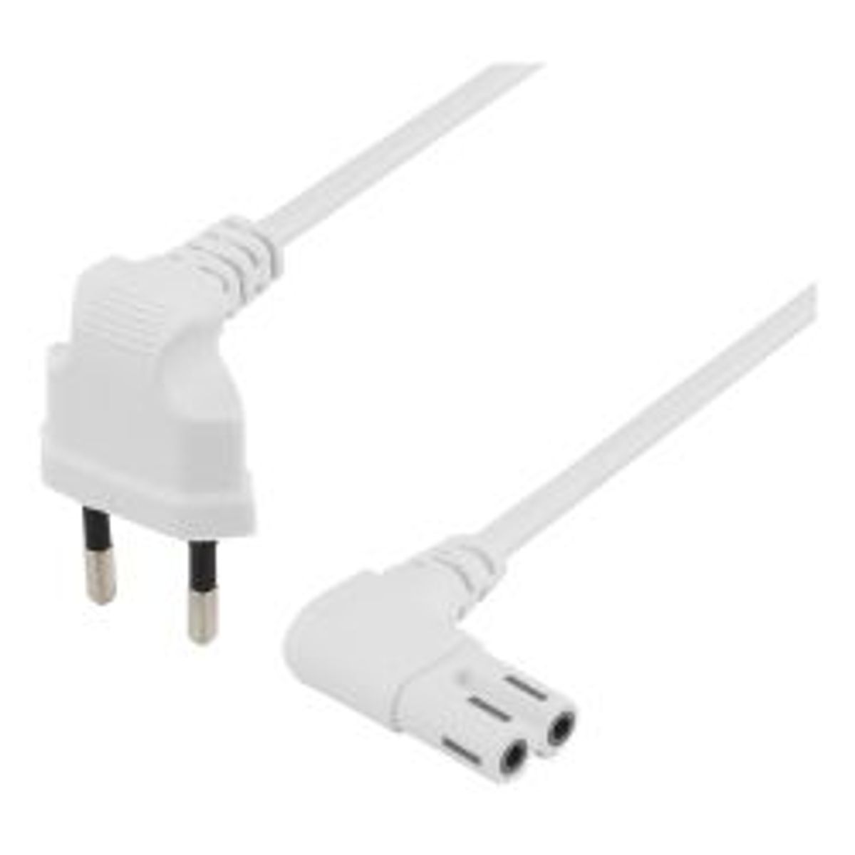 Deltaco Unearthed Device Cable 1m Angled Cee 7/16 Iec 60320 White