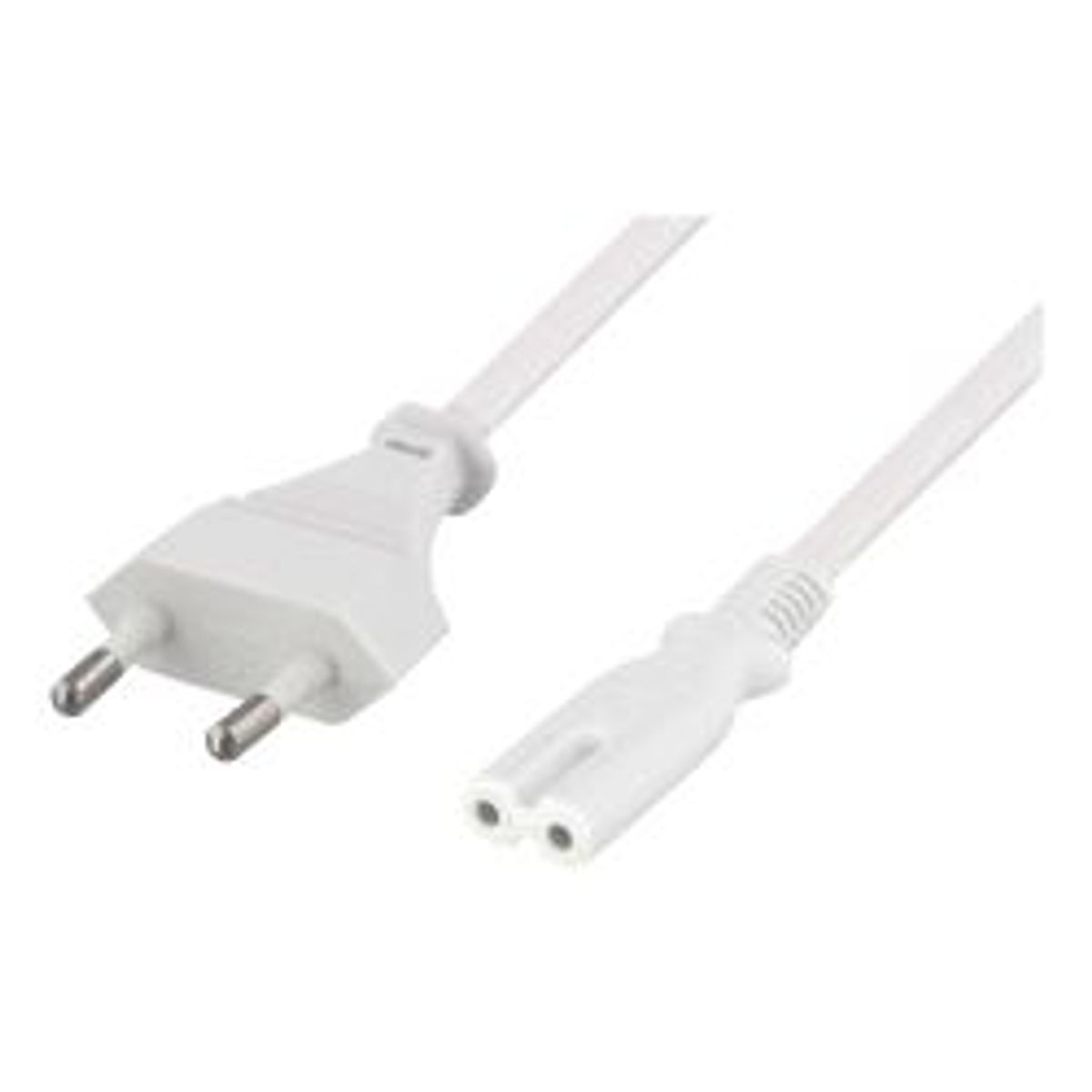 Deltaco Unearthed Power Cable, Cee 7/16 To Iec 60320 C7, 0.5m, White - Ledning