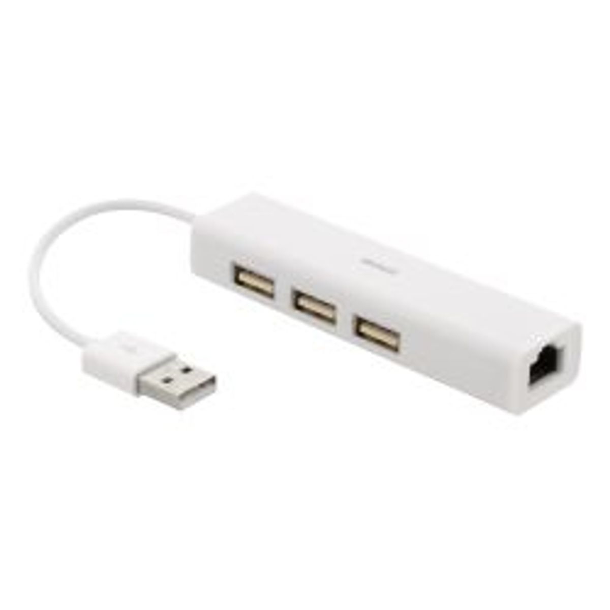 Deltaco Usb 2.0 Network Adapter With Usb Hub, 100mbps, 3xusb, White - Tilbehør til computer