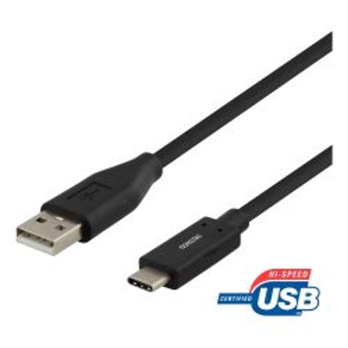 Deltaco Usb 2.0 Cable, Type A M - Type C M, 1m, Black - Ledning