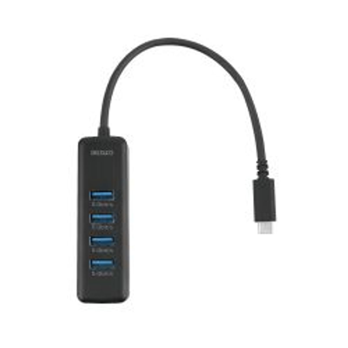 Deltaco Usb-c Hub, 5 Gbps, 4x Usb-a, Slim, Black - Tilbehør til computer