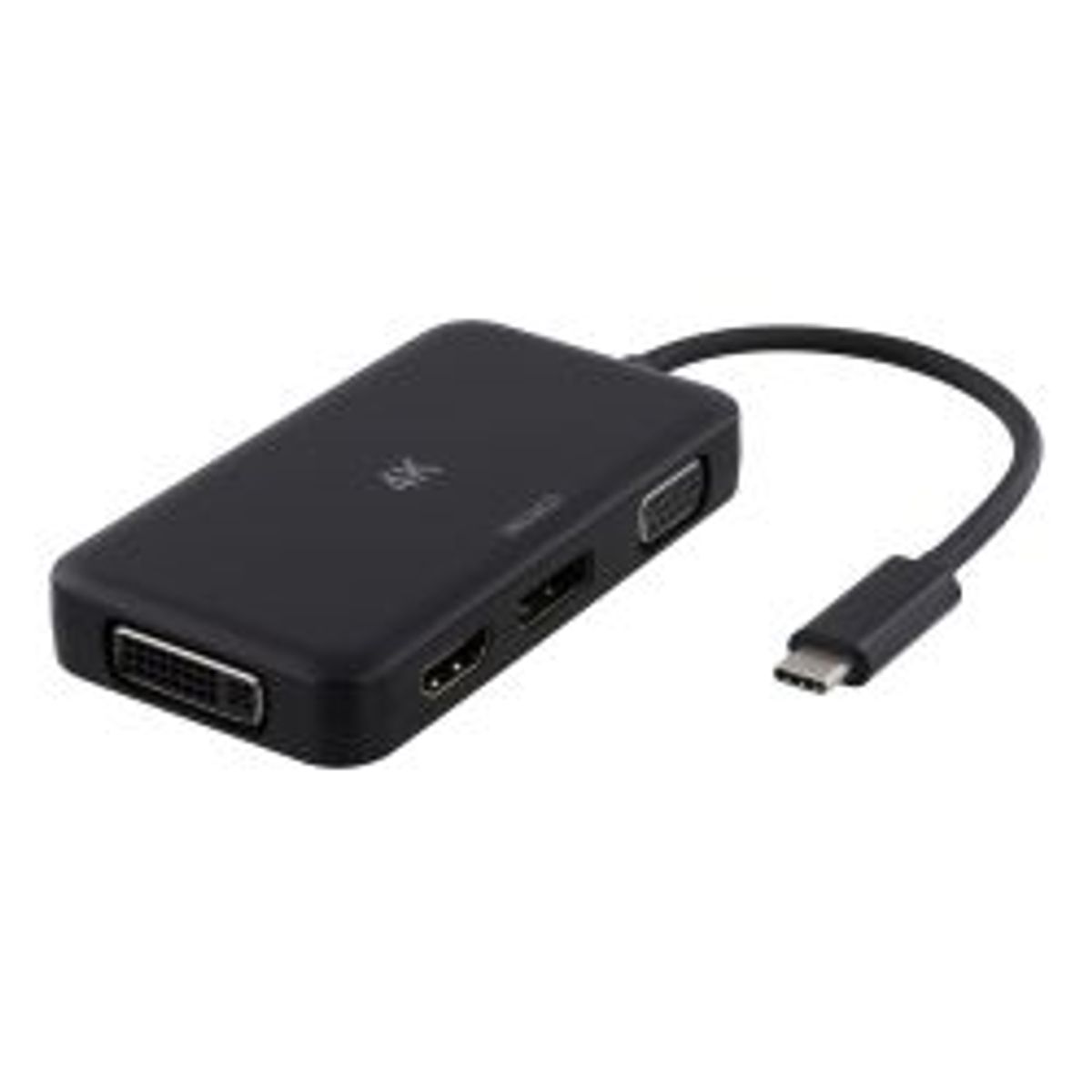 Deltaco Usb-c To Hdmi/dp/dvi/vga Adapter, 4k, Dp Alt Mode, Black - Tilbehør til computer