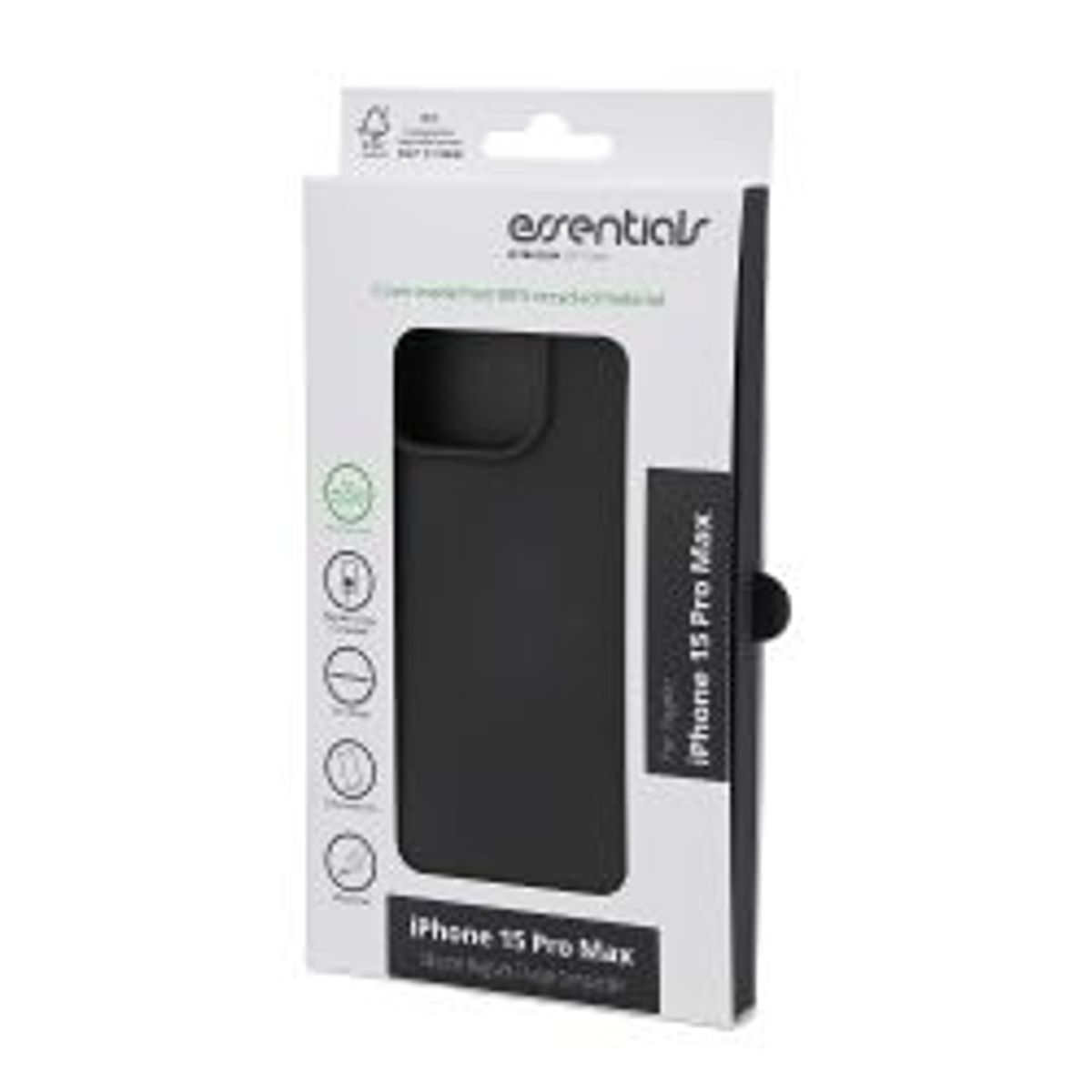 Essentials Iphone 15 Pro Max Recycled Silicone Back Cover, Black