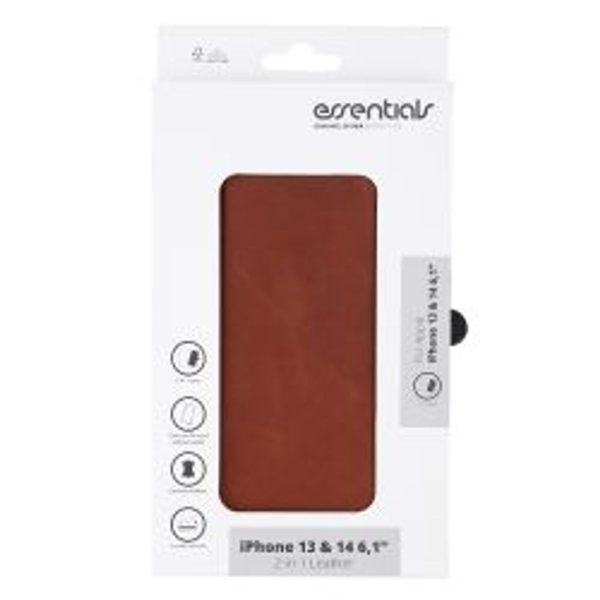 Essentials Iphone 13/14 Leather Wallet, Detachable,brown