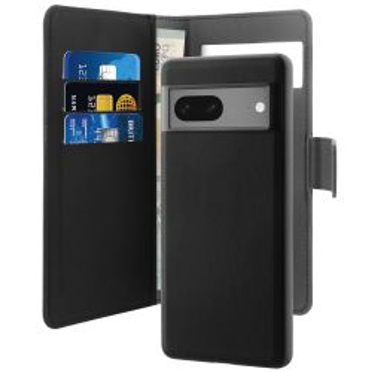 Puro Google Pixel 7 Wallet, Detachable, Black - Mobilcover