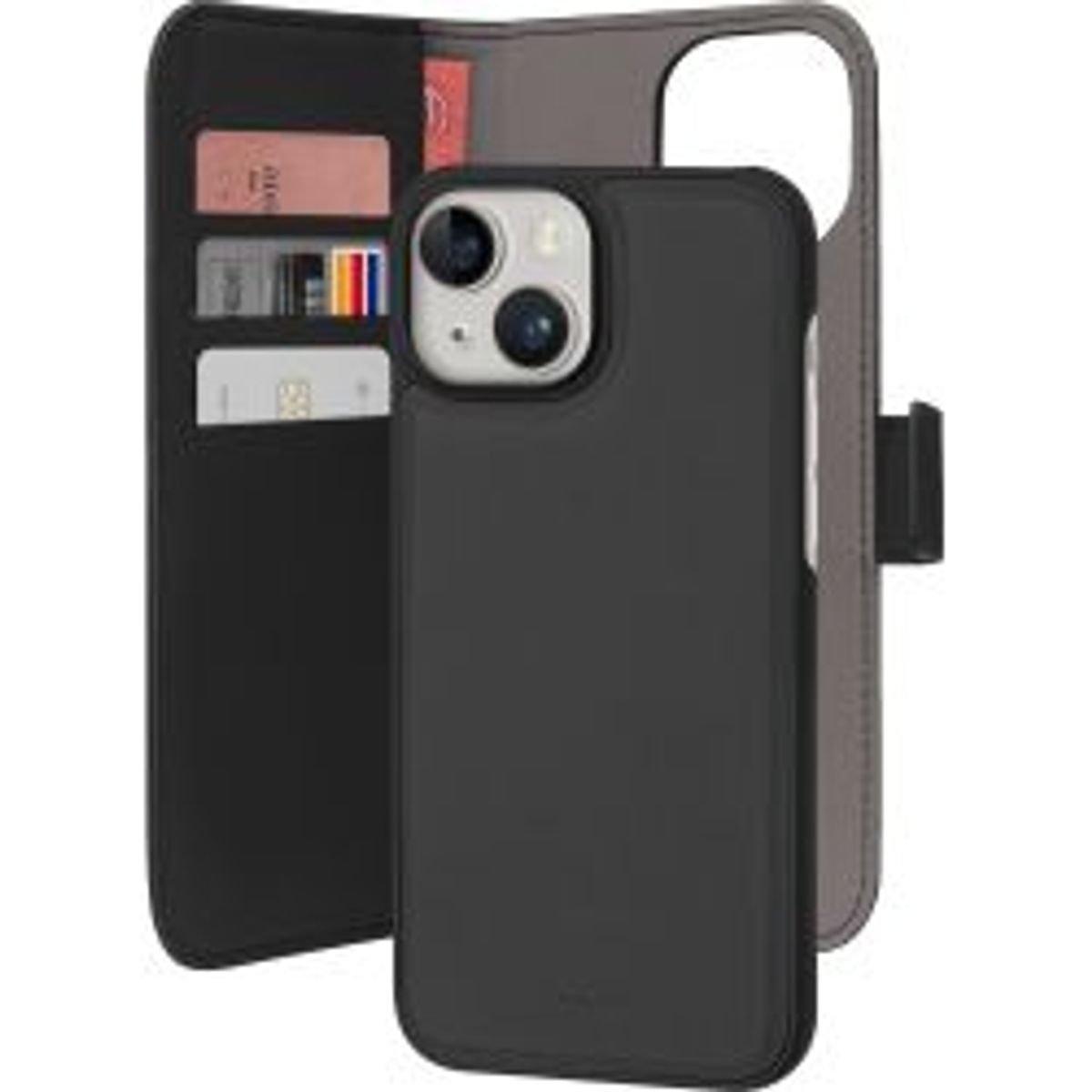 Puro Iphone 15 Eco-leather Detachable Wallet Case, Black