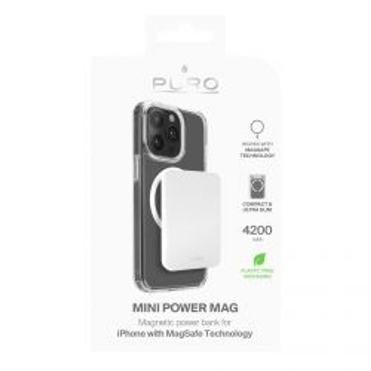 Puro Power Bank Mini Power Mag, 4200 Mah, Usb-c In/out, White