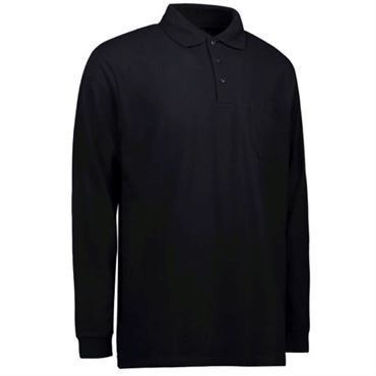 Id Pro Wear Polo Med Brystlomme Og Langeærmer 0326 Sort-large