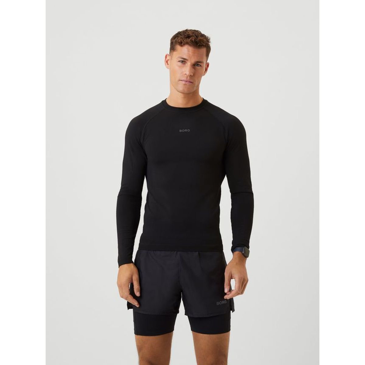 BORG RUNNING SEAMLESS LS T-SHIRT, BLACK BEAUTY