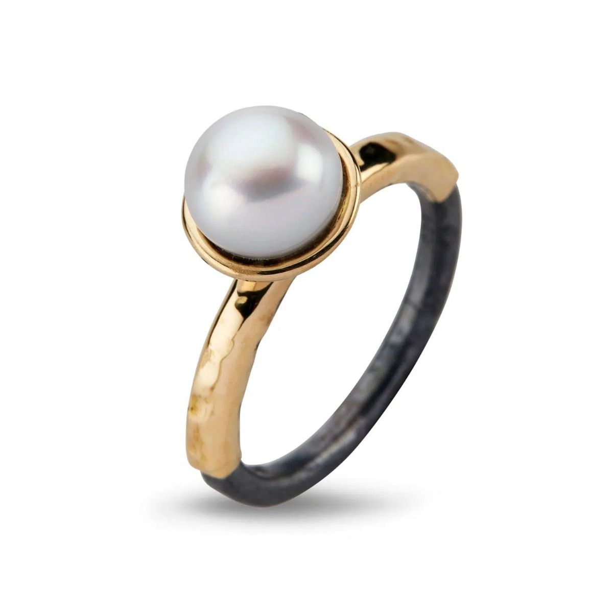 By Birdie Victoria Rose Pearl Ring i Sterling Sølv med 14 Karat Guld Og Ferskvandsperle