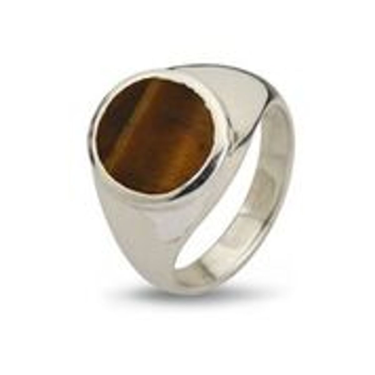 Birdie Oval Tigers Eye Sterling Sølv Ring med Tigerøje