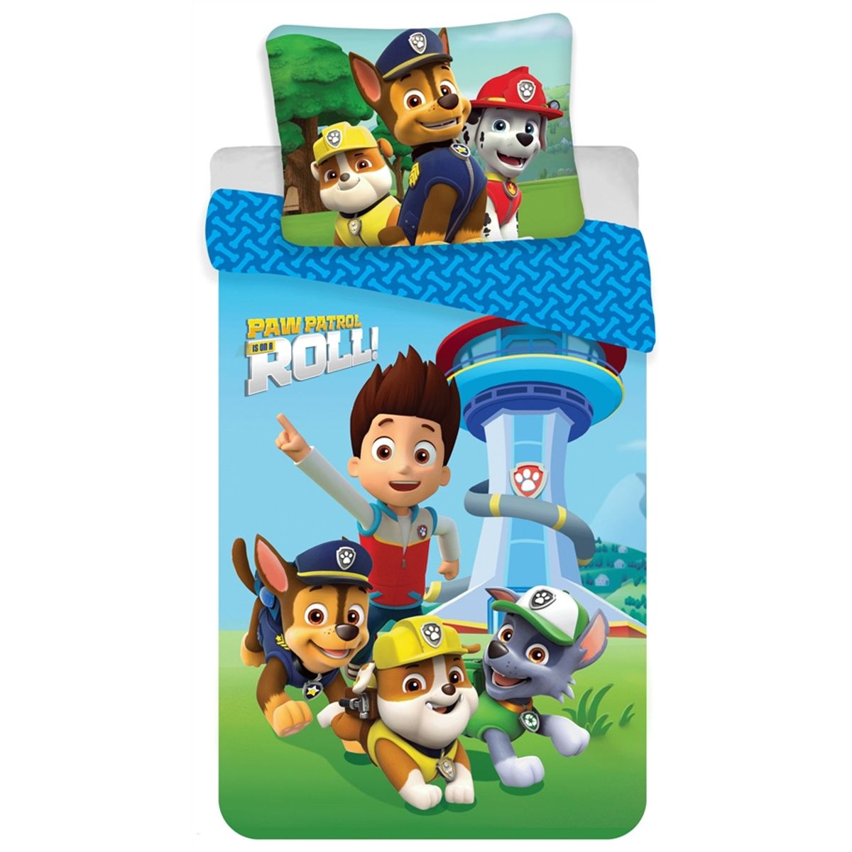 Paw Patrol sengetøj - 140x200 cm - Is on a roll Paw Patrol - Vendbart design - Sengesæt i 100% bomuld