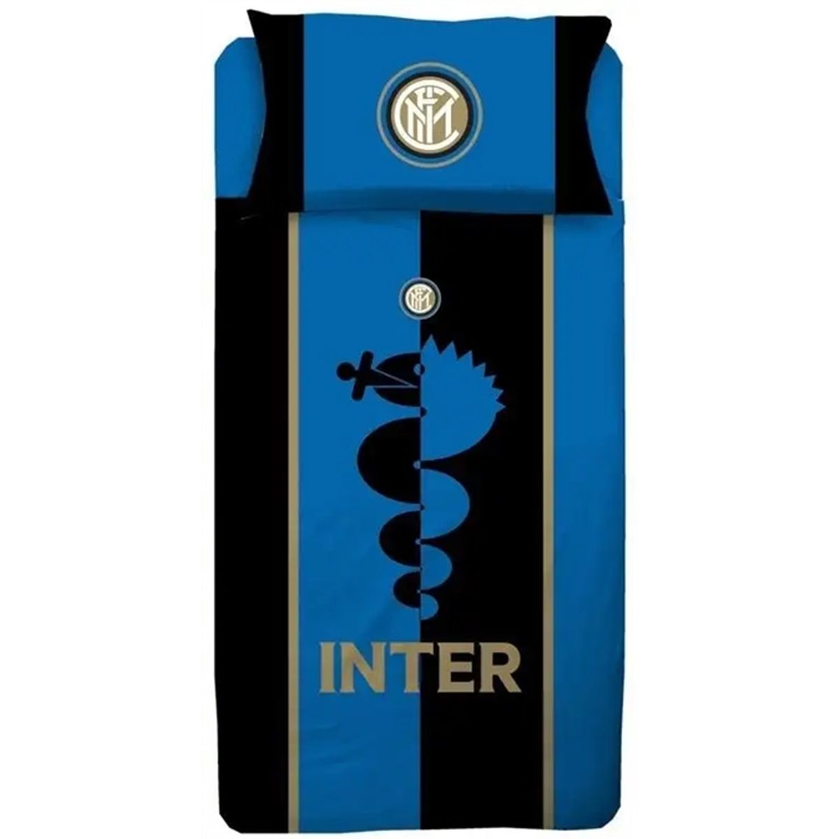 Sengetøj 140x200 cm - FC Inter sengesæt - Fodbold sengetøj i 100% bomuld