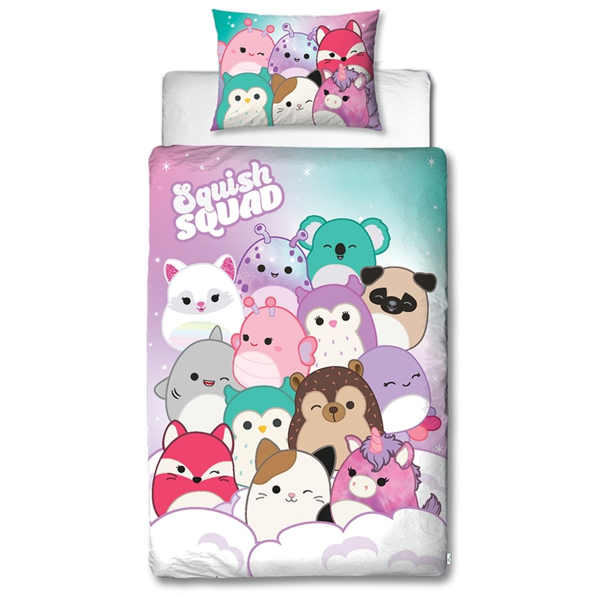 Squishmallows sengetøj - 150x210 cm - Squishmallows 2 i 1 sengesæt - 100% bomuld