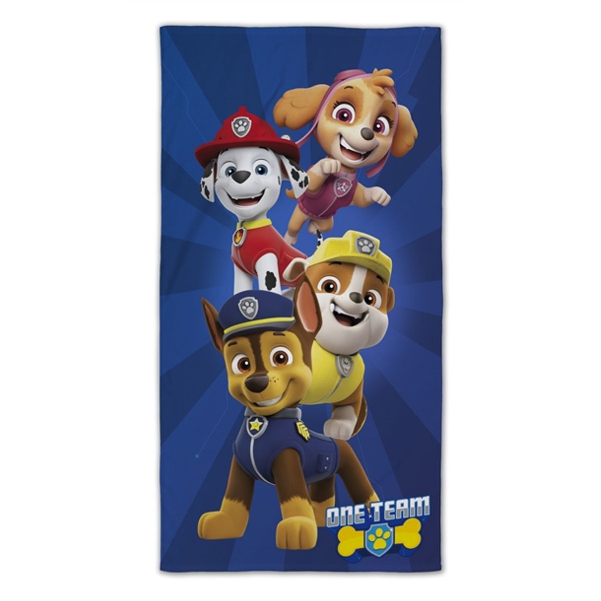 Paw Patrol håndklæde - One Team - 70x140 cm - 100% Bomuld - Blødt badehåndklæde