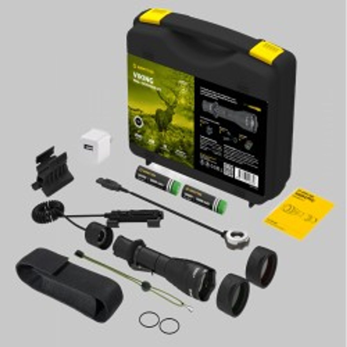 Armytek Viking Pro Extended Set / Fully Equipped Set For Tactical Tasks: Flashlight, Two 18650 Li-ion Batteries, Magnetic Usb Charger, Magnetic Mount, Magnetic Remote Switch, Two Color Filters - Lommelygte