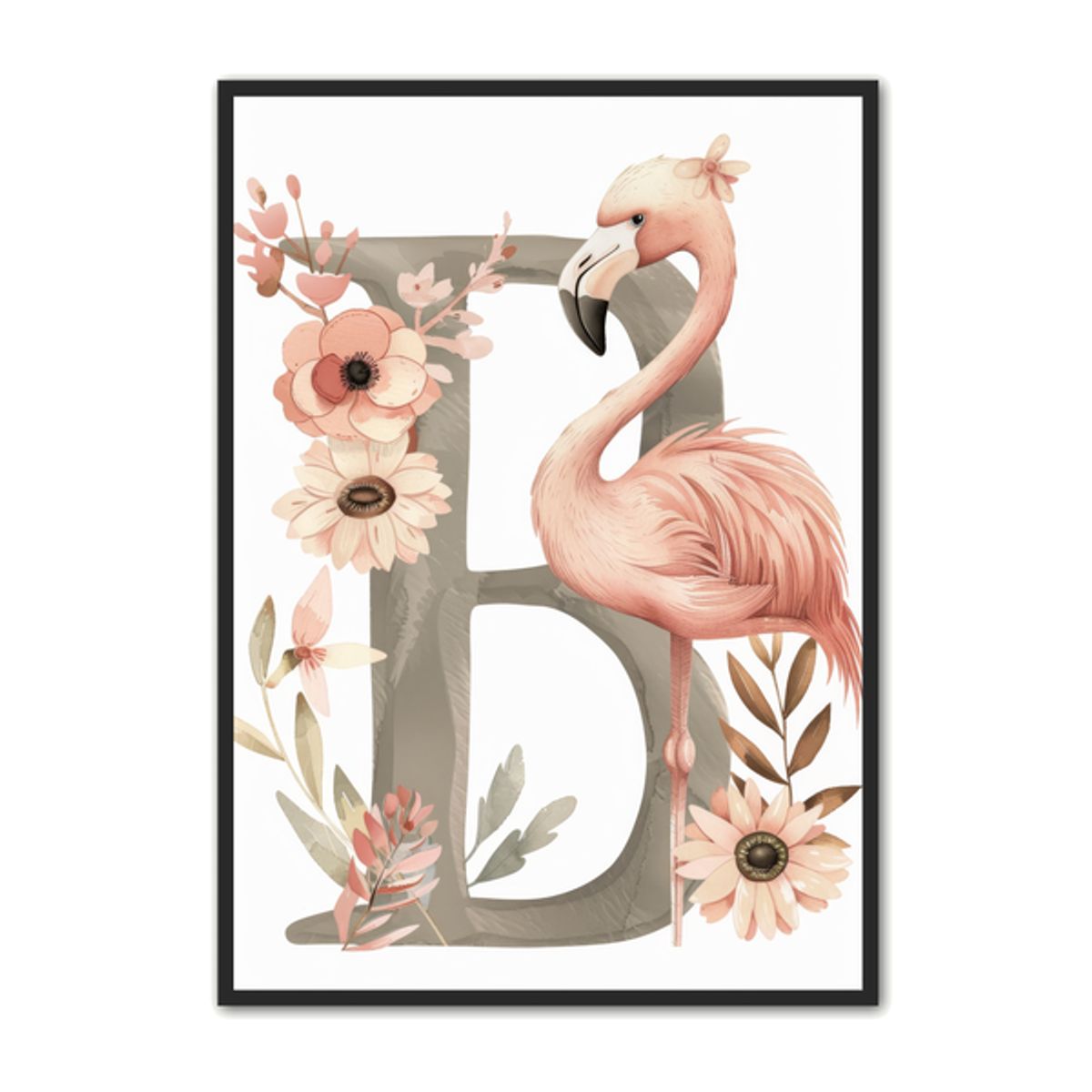 B Bogstav Plakat 23 - Flamingo