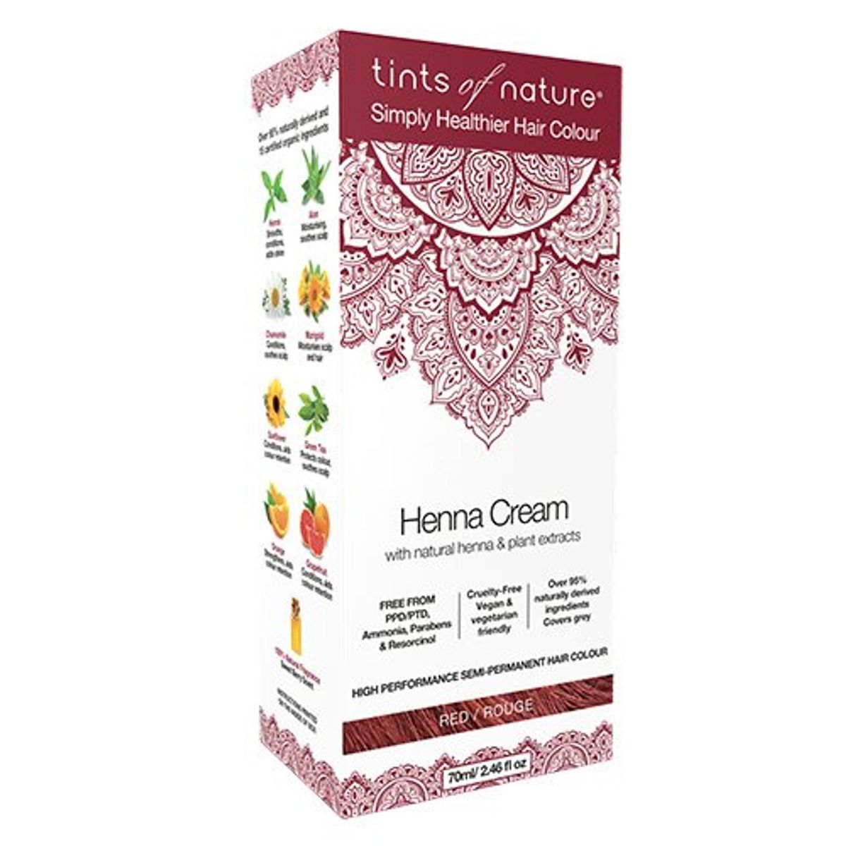 Hårfarve Henna Creme Red Tints of Nature, 70 ml