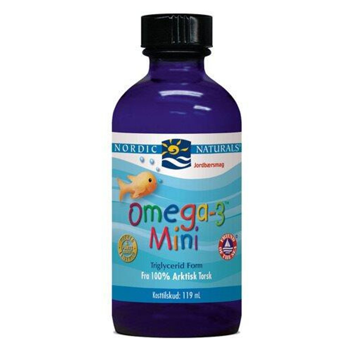 Nordic Naturals Omega 3 mini m. Jordbærsmag, 119ml.