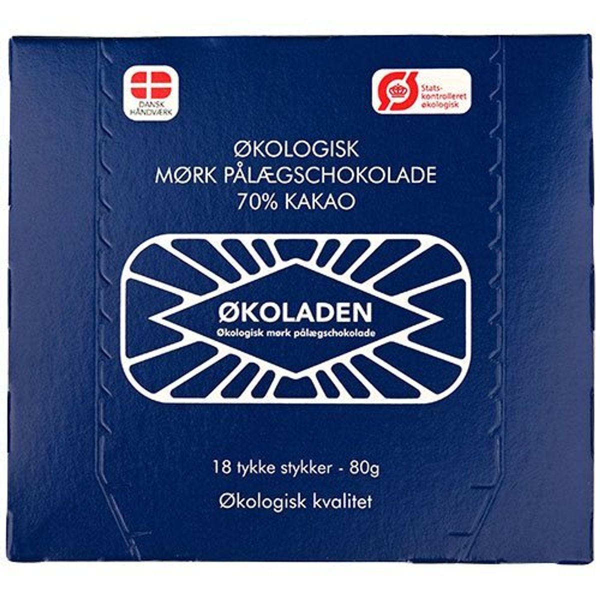 Økoladen Mørk pålægschokolade 70% 18 stk Ø, 80g