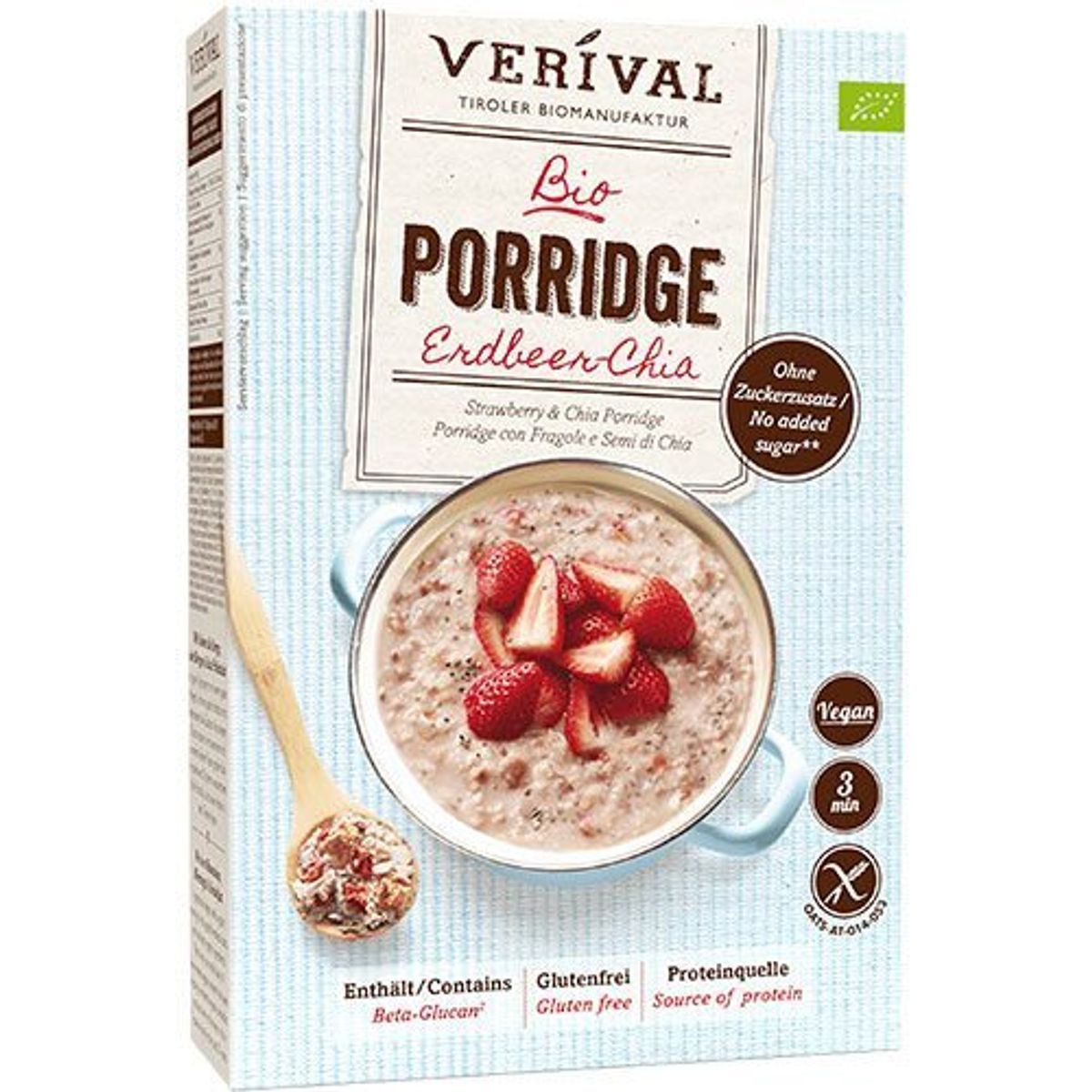 Verival Bio Grød - Jordbær-Chia Ø, 350g.