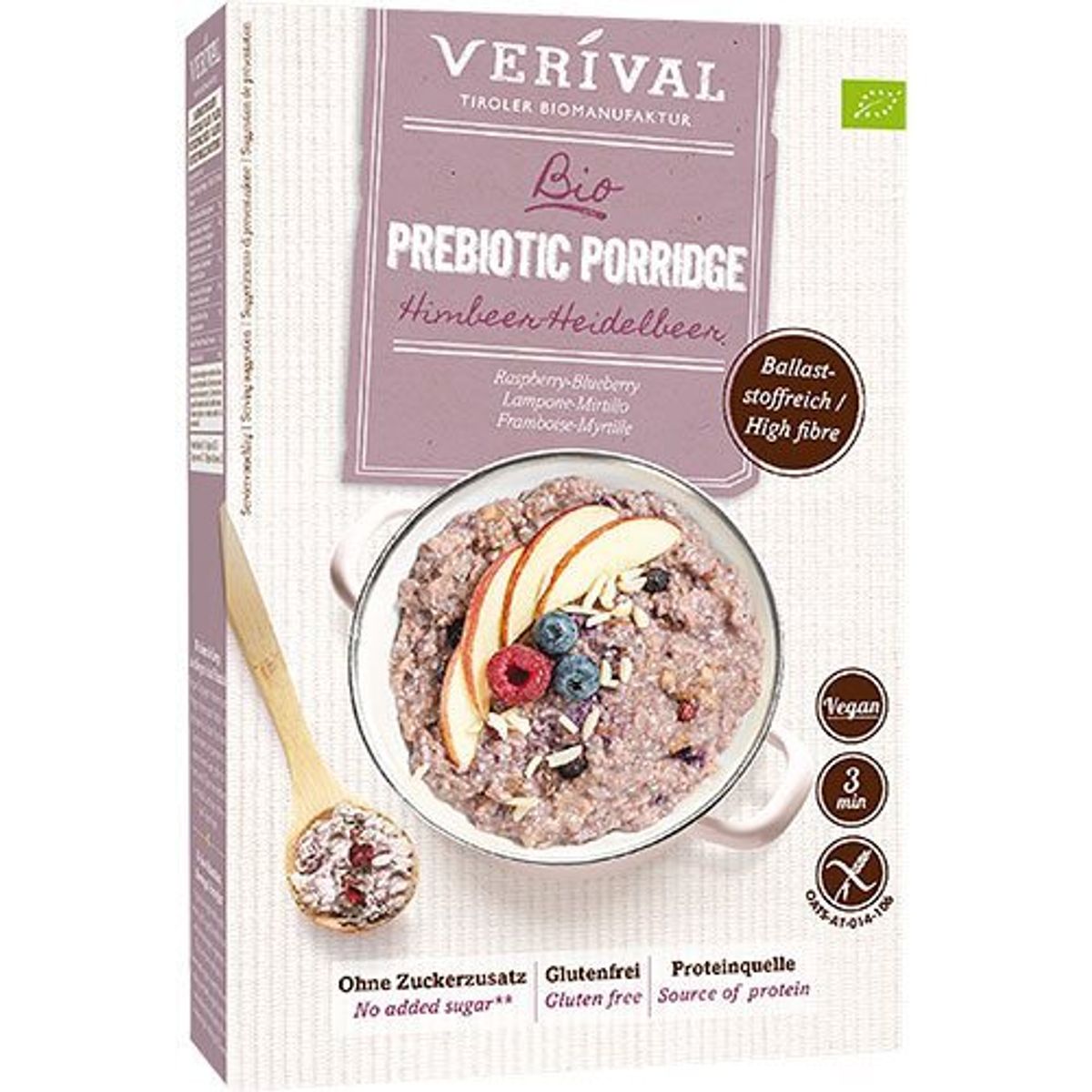 Verival Bio Probiotisk Grød - Hindbær-Blåbær Ø, 350g.