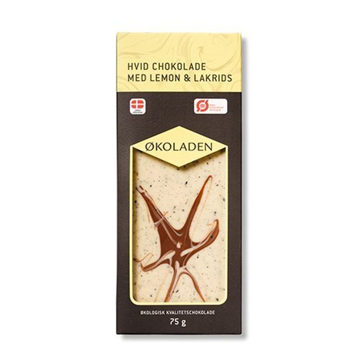 Økoladen Chokolade hvid lemon/lakrids Ø, 75g.