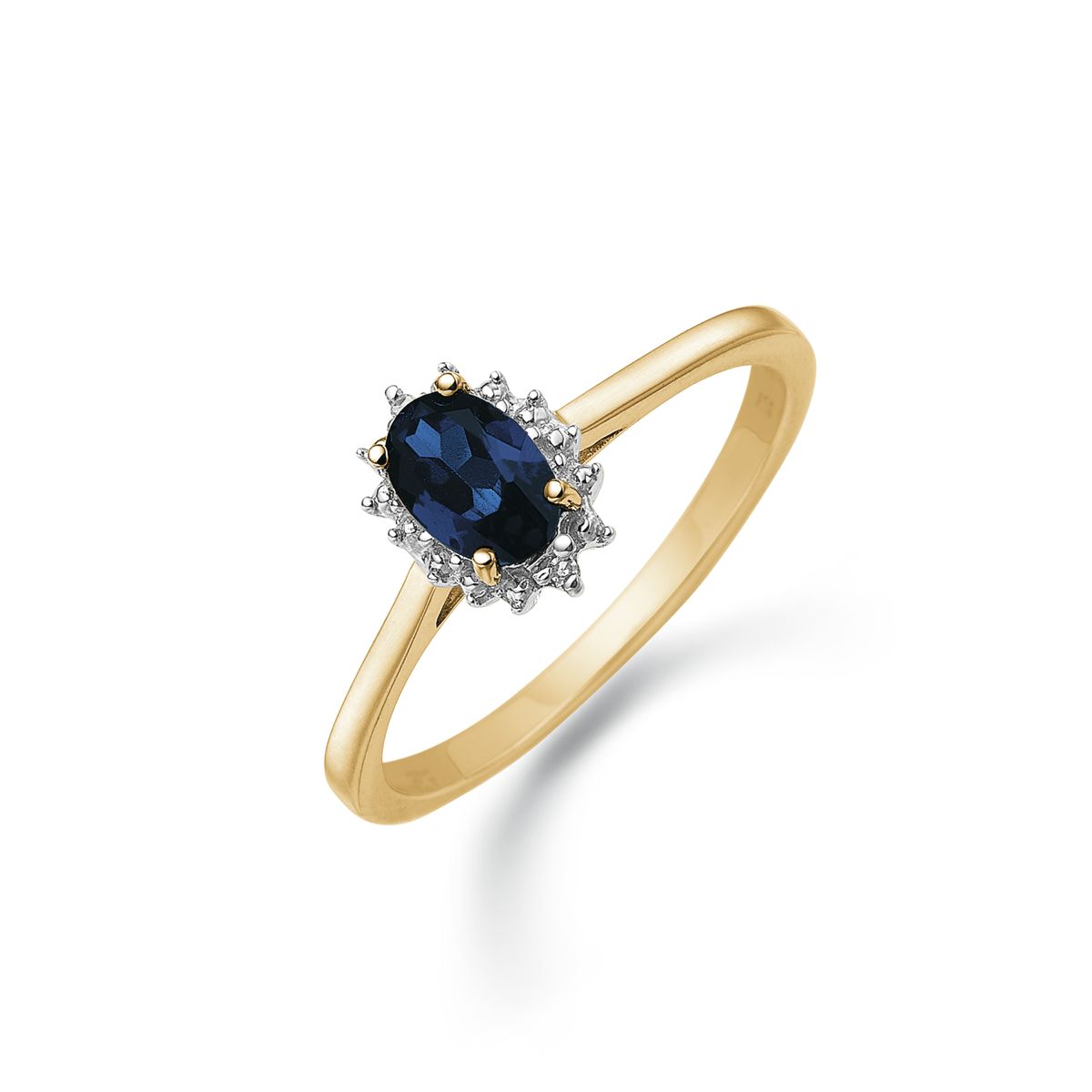 Støvring Design Ring i 14 Karat Guld med Safir og Diamanter 0,007 Carat W/PK