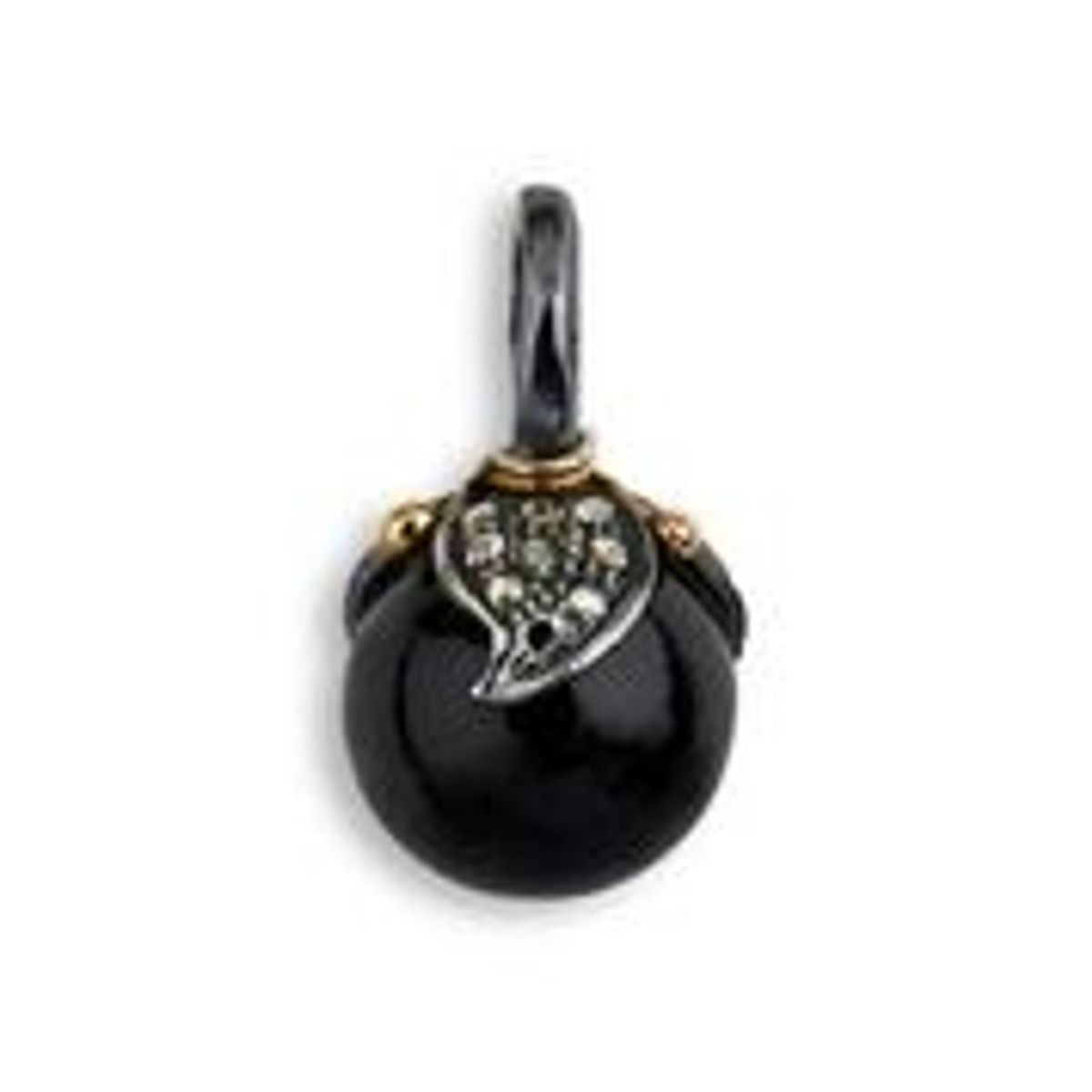 By Birdie Urban Leaf Drop Sterling Sølv Vedhæng med 14 Karat Guld Og Onyx og Brillanter 0,10 Carat