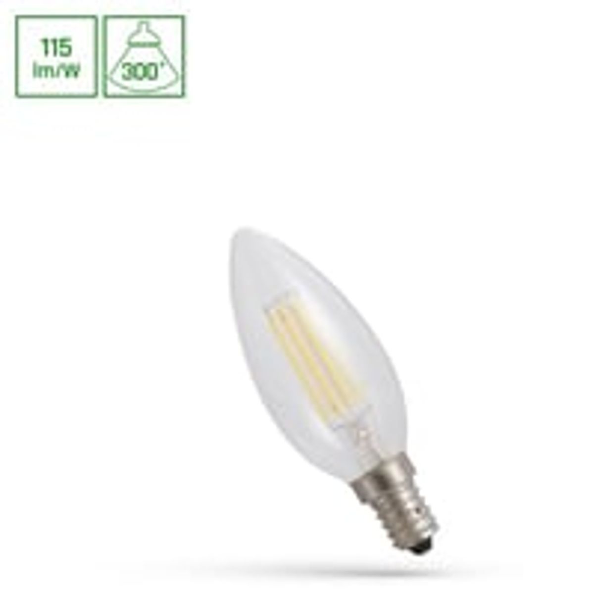 LED-pre C35 E14, 230V, 4W, klar gldetrd, Spectrum - 450lm - RA80