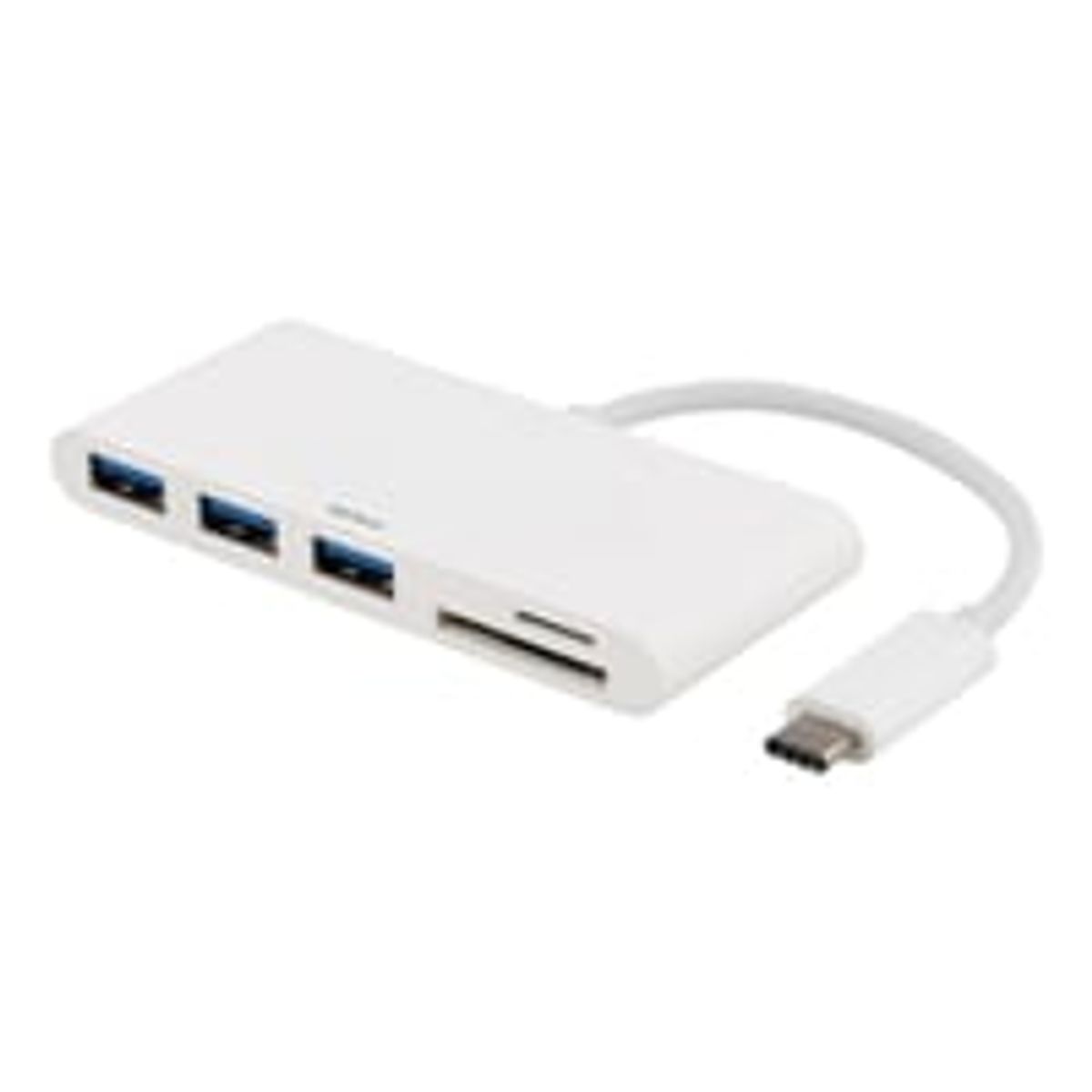 DELTACO USB 3.1 Gen 1 hub, USB-C, 3USB A, SD/microSD reader, hvid