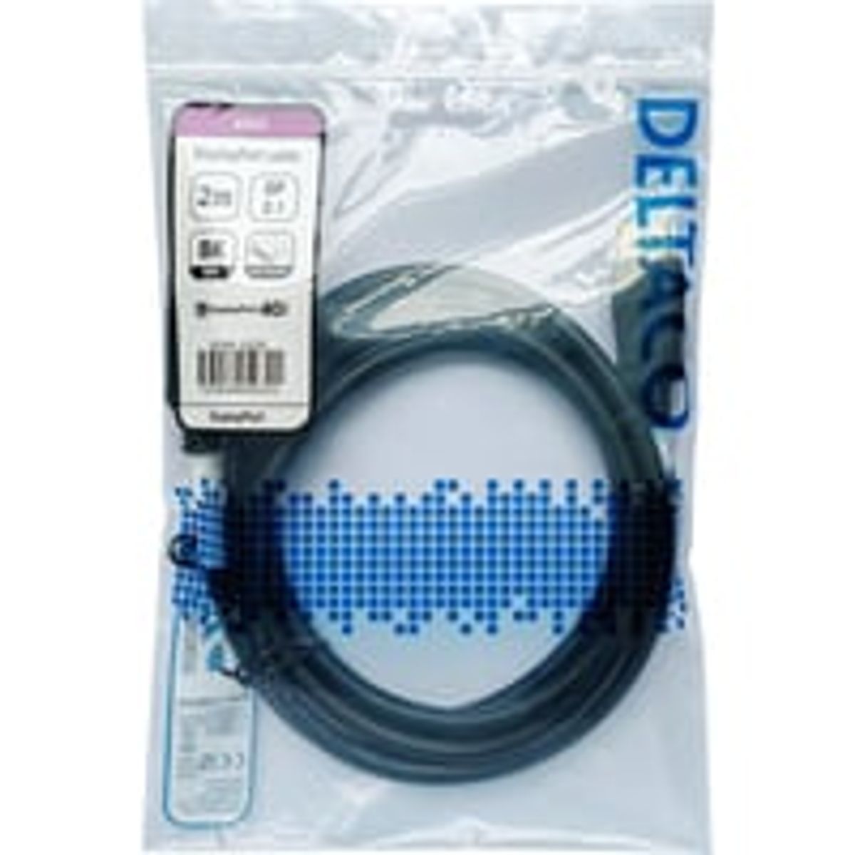 Deltaco DisplayPort kabel, DP 2.1, DP40, 2,0m