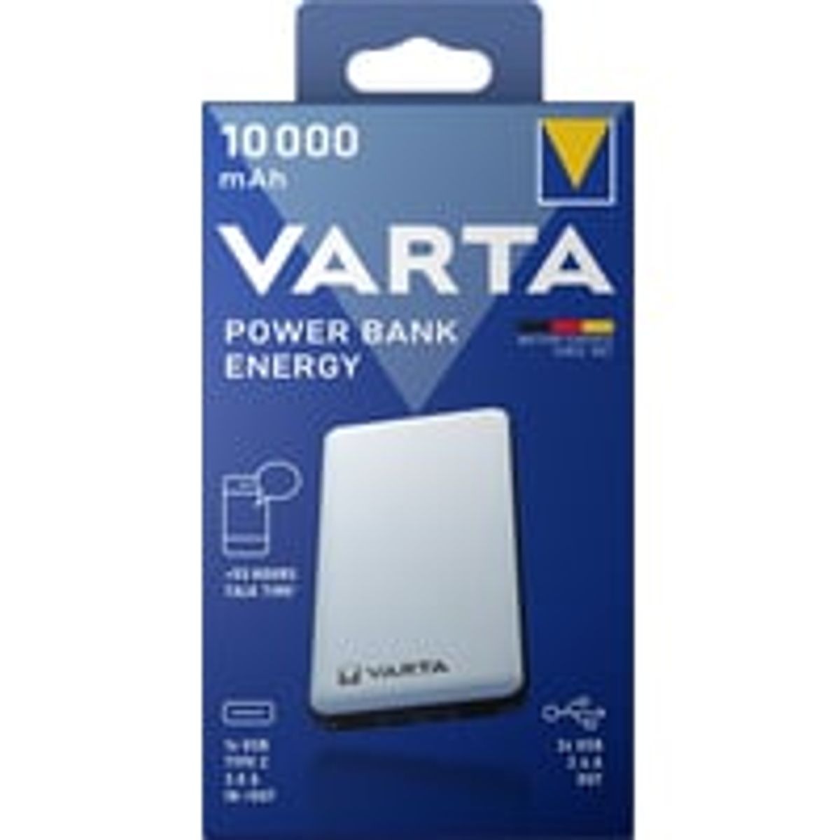 Varta Powerbank Energy, 10.000mAh, sort/hvid