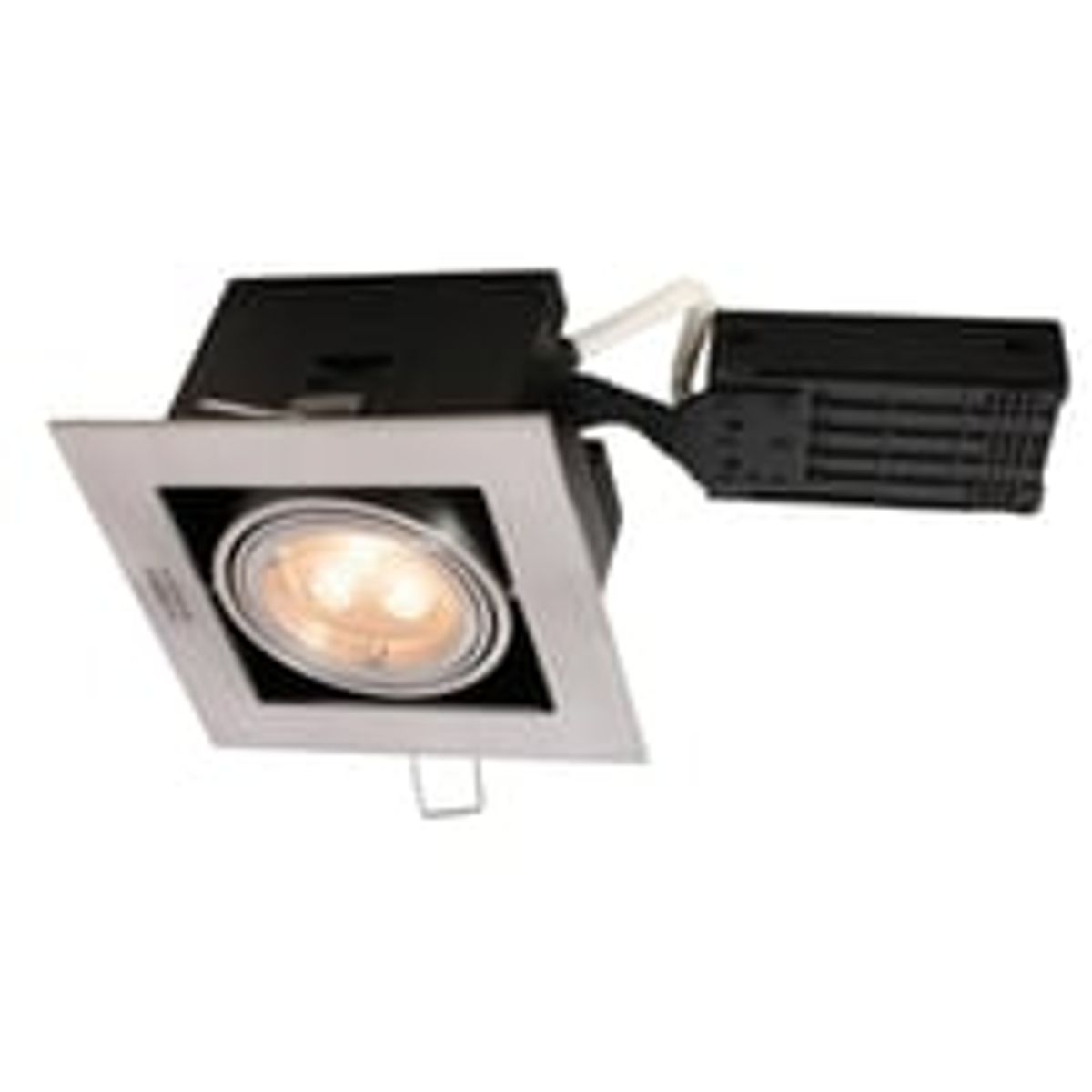 Nordtronic Perla indbygningsspot, GU10, 230V LED (firkantet), brstet aluminium, inkl. Nordtronic Value, 3000K, 400lm, CRI>90, 50.000 timer, dmpbar