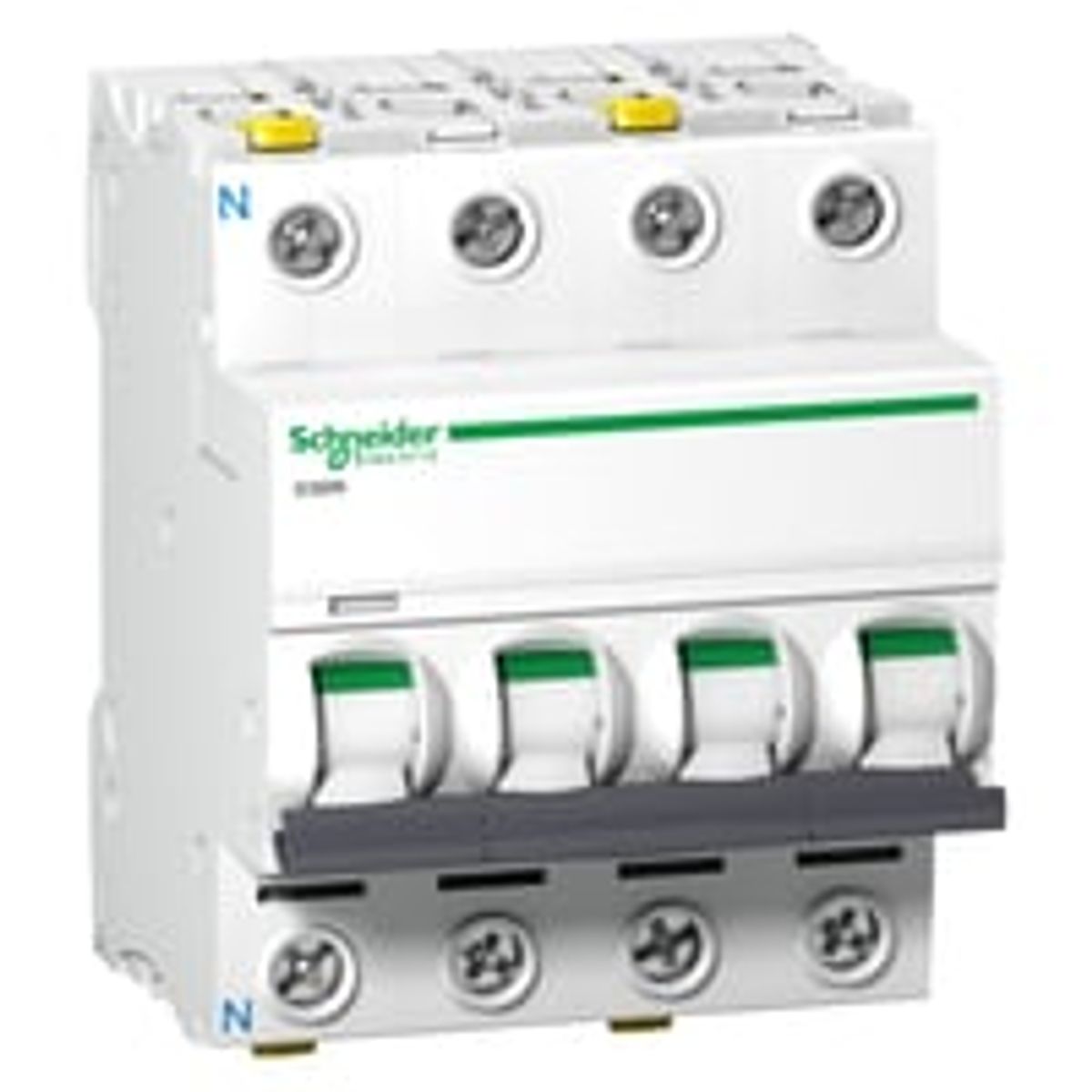 Acti9 Schneider Electric IC60N - Automatsikring, 3P+N, 10A, C-karakteristik, 6/10 kA, 4 modul, 72 mm