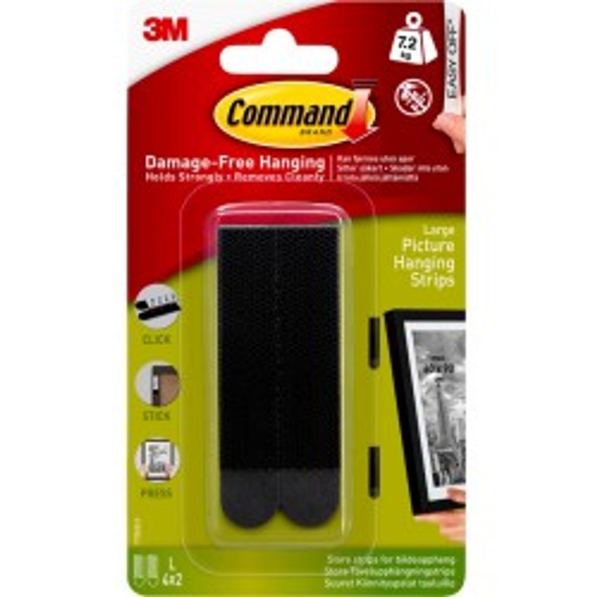 3M COMMAND HANGING STRIPS BLACK LARGE SET/4 - Ramme