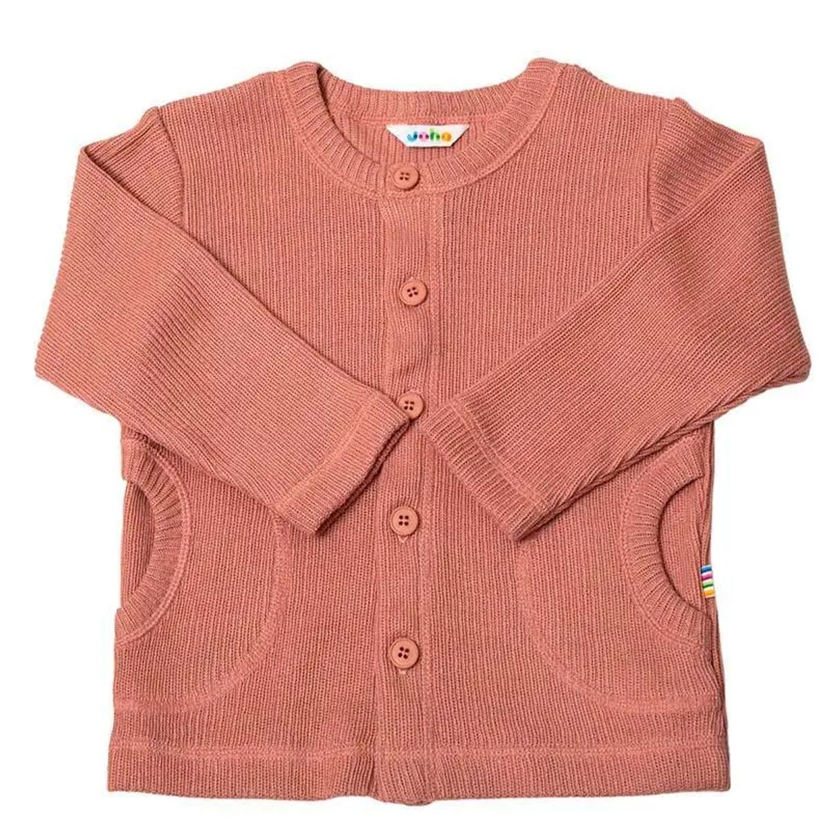 Cardigan med fod pastel rosa økologisk bomuldsstrik